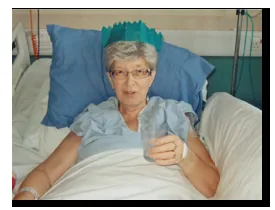 Eve Merton in hospital